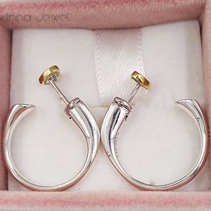 Authentische 100 % 925 Sterling Silber Pandora Two Hearts Creolen-Ohrstecker mit klarem Cz, passend für europäisches Modell 296576