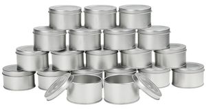 Packing Bottle Silver Aluminium Tin with Lids 6.5*4cm 2.56*1.57" Empty Metal Storage Travel Tins Container Pots for DIY Crafts, Cosmetics, Lip Balm, Spices, Candles Salve