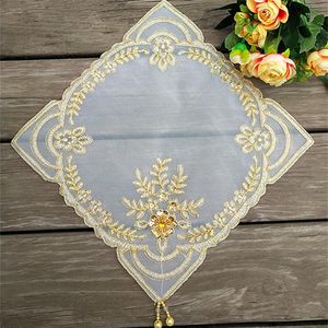 Mats Pads Modern Lace Satin Broderi Place Table Mat Cloth Pad Cup Kaffe Mugg Dricka Doilies Dining Dish Pan Tea Easter Placemat Kitchen