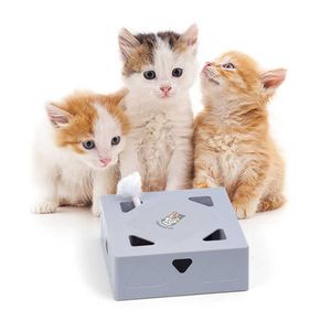 Mewoofun Electric Cat Zabawki Sqaure Magic Box Smart Dokuczanie Cat Stick Crazy Gra Interactive Cats Pióro Zabawki Kot Łapanie Mysz 210929