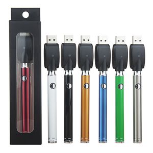 MOQ 1st Evod Twist Preheat VV Button Vape Pen Adjust Battery Kit med USB Laddare Förvärmning 380mAh Variabel spänning 510 tråd Vaporizer Cartridge