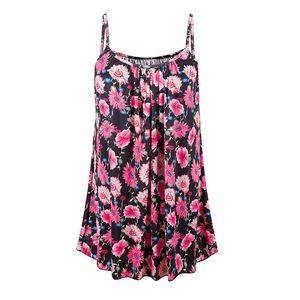 夏の花柄プリントロングTシャツの女性Oネックセクシーなノースリーブトップストリートウェアレディースプラスサイズファッションティーシャツフェムメ210608