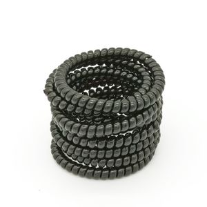 100 st / lot kvinnor damer tjejer svart elastisk gummi telefon tråd stil slipsar plast rep hårband tillbehör 4,5 cm
