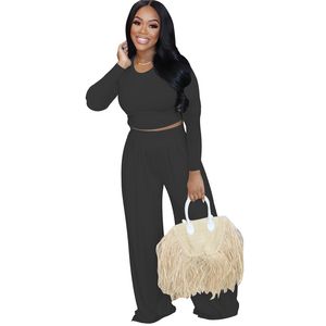 New Women Plus Size Outfits 3XL 4XL Solid Tracksuits Long Sleeve sweatsuits pullover shirt Top+wide leg pants Two Piece Sets Black Sports Suits outdoor joggers 5674