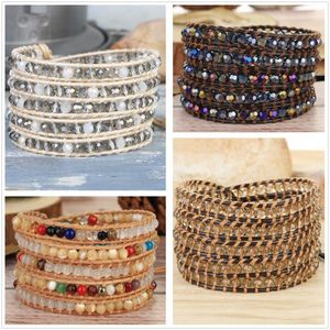 Tennis KELITCH 5 Strands Wrap Beaded Bracelet Stone Women Jewelry Handmade Bracelets Gifts Wholesale Leather Cuff Friends