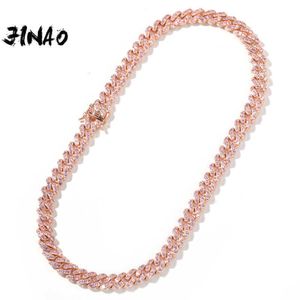 Jinao Mulher Rose Gold Metal Neck Ras Colar, 9mm, com AAA + Rosa Cúbica Cadeia de Pedra de Zircónio Q0809