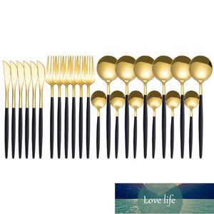 Guld bestick set 24Pcstableware uppsättningar av rätter knivar skedar gafflar sätta rostfritt stål bestick serpounds spoon set fabrik pris expert design kvalitet senast