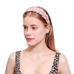 Braid Twist Hair Band For Women Solid color Hand-woven Headband Headwear Wide-brimmed Fabric Knotted Hair Accessories 1302 B3