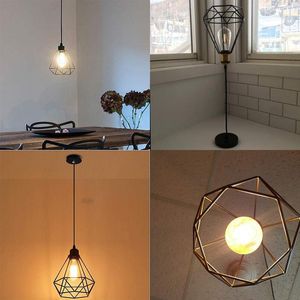 Lampa täcker nyanser geometriska hängande metallskydd retro vintage tak ljus skugga järn bur försäljning