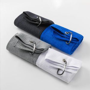 Tri-fold Golf Havlu Premium Mikrofiber Kumaş Waffle Desen Ağır Carabiner Klip Golf Havlu