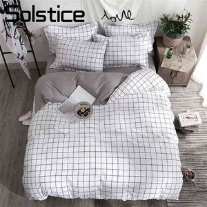 Solstice Home Textile Black Lattice Bettbezug Kissenbezug Bettlaken Einfache Junge Mädchen Bettwäsche-Sets Single Twin Double Cover Betten 210706