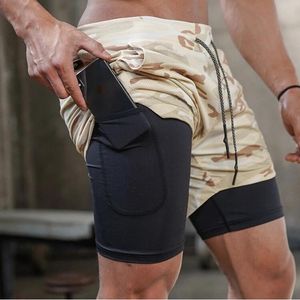 2021 Crazy Muscle Herren Außenhandel Fitness Shorts Outdoor-Sport Freizeit Multi-Pocket lose Doppelschichthose