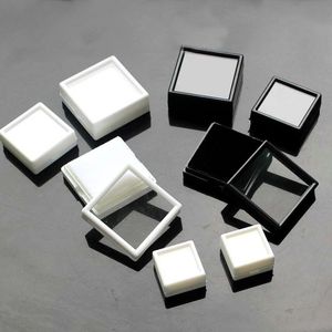 Worzaki biżuterii Torby x3 cm Akrylowe Gem Storage Box Wyświetlacz Loose Diamond Container Small Square Prezent Opakowanie Białe i Czarne Hurtownie