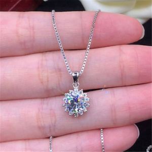 해바라기 실험실 Moissanite 다이아몬드 펜던트 리얼 925 스털링 실버 매력 파티 웨딩 펜던트 목걸이 여성을위한 신부 보석