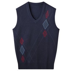 Men's Vests Spring And Autumn Sweater Men Plaid Vest Sleeveless V-neck Thin PulloversMen's