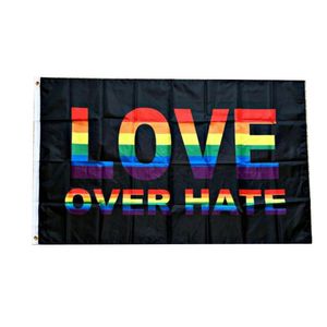 Miłość nad nienawiścią Duma Rainbow Flaga Dekoracji 3x5ft promocyjny Festiwal Party Prezent 100D Poliester Indoor Outdoor Drukowane