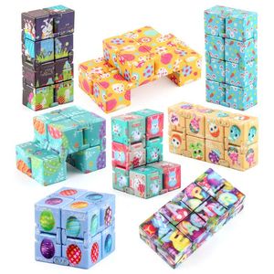 2022 Wielkanoc Infinity Cube Fidget Toy Sensory Sensory Stress Cubes Zabawki Roiving Fidgetaing Game dla dzieci Dorośli Słodkie Mini Unikalne Gadżet Lęk Relief i Zabij Czas CG001