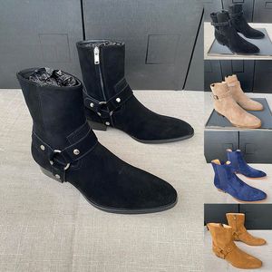 Top Ulicy Style Buty Człowiek SLP Wyatt Wiązki Buty Skóra łydkowa / Suede / Skórzane Brązowe Buty Zachodni kowbojskie buty Wysokiej jakości rozmiar 38-44