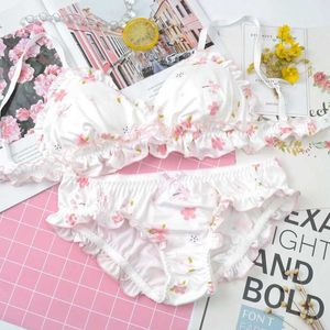 SP&CITY Japan Lolita Bow Cosplay Sexy Bras Set Women Soft Bra Seamless Cute Strawberry Bralette Lingerie Underwear Y0913