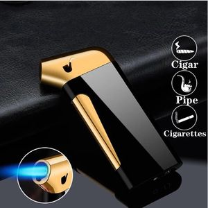 New Metal Windproof Pipe Cigar Tobacco Lighter Compact Butane Gas Inflated Jet Torch Lighter Cigarette Candle Lighter Creative Smoking Gift