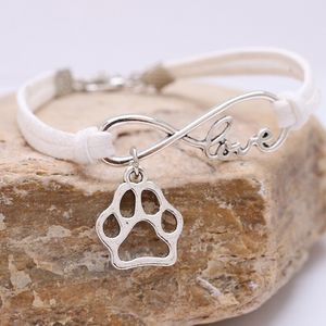 Плетение Бесконечно Love Dog Paw Bracelet Bracelet Bracelets Fashion Bracelets для женщин детские ювелирные изделия подарок синий фиолетовый черный белый