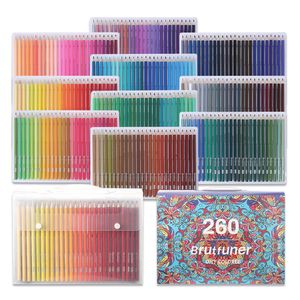 BRUTFUNER, 260 цветов, набор масляных карандашей, профессиональный набор цветных карандашей для эскизов для студентов, школьные принадлежности для начинающих