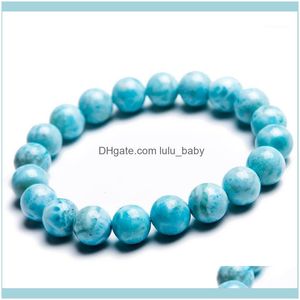 Bracciali con perline Jewelrybeaded Strands 10Mm Natural Blue Larimar Gems Stone Loose Round Bead Stretch Charm Bracelet Per Women 1 Drop Deliv
