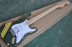 Factory Custom Green Vintage Body Elektrisk gitarr med SSS-pickup, White Pickguard, Maple Fretboard, Ge anpassade tjänster