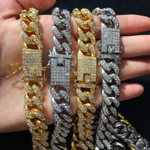 Hip Hop Necklace Jewelry Iced Out Bling Full Pave Rhinstones Chain Necklace Fashion CZ Miami Cuban link Chain for Men Women X0509