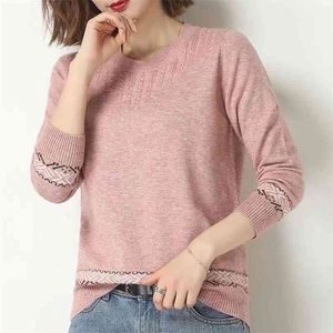 Pullover o-neck Women Sweater Khaki Long Sleeve Autumn Winter Casual Pink Jumper Loose Sweaters Oversized 210427