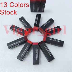 Neues Paket Marke MC Satin Lippenstift Rouge A Levres 13 Farben Glanz Lippenstifte mit Seriennummern Normale Tubenqualität