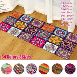 Bohemian Rugs Kitchen Floor Mat Persian Pattern Non Slip Hallway Bedroom Entrance Door Balcony Long Home Small Carpets 210626