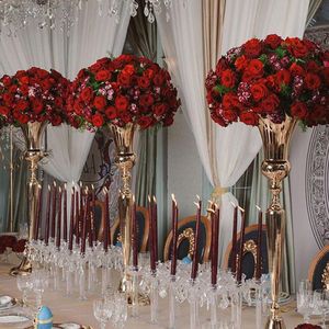 Decorazione del partito cm alto centrotavola di nozze bellissimo centrotavola di matrimonio sfondo metallo accordato fiore stand floreale per