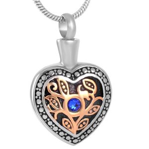 Halsketten mit Anhänger, blauer Kristall in Herz-Halskette, Asche-Andenken, Haustier-Souvenir, Urnen-Einäscherungsschmuck von Memory House für Frauen