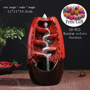 Backflow Incense Burner Waterfall Ceramic Smoke Mountain River Handicraft Incense Censer Holder Home Decor Gift With 10 Cones