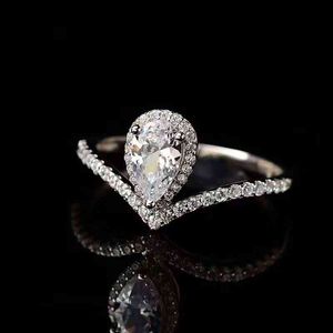 Vatten droppe moissanit ringar lyxiga S925 silver bröllop smycken vit d färg 1-2ct diamant ersättare