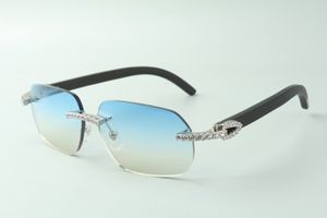 Vendas diretas Endless Diamond Sunglasses 3524024 com templos de madeira preta óculos de desenhista, tamanho: 18-135 mm