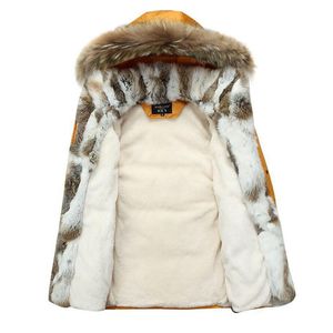 冬のアヒルダウンジャケット男性コートパーカー暖かいライナー厚い暖かい服のウサギの毛皮の襟高品質プラスサイズ5xl