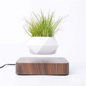 Levitating Air Bonsai Pot Rotation Flower Pot Planters Magnetic Suspension Floating Pot Potted Plant Home Desk Decor 210922