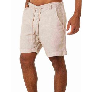 Весенние летние повседневные карманы брюки шорты Кнопки короткие мужчины бодибилдинг мужские шорты хлопковые льняные бермуды 220312