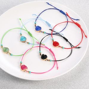 Braccialetti con ciondoli Gioielli fatti a mano Druzy Bracciale in pietra di resina Crea una carta dei desideri Corda di cera Braccialetti intrecciati con consegna goccia di perline di riso 2021 Bxry