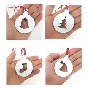 Sublimation Weihnachtsdekorationen Ausgehöhlte Anhänger Rohlinge Weiß DIY Kreatives Geschenk Wärmeübertragungsdruck Ornament w-00979