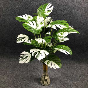 95cm 24 Forks Tropical Monstera Grandi piante artificiali Ramo di palma finto Foglie di tartaruga di plastica bianca per la decorazione del giardino di casa 210624