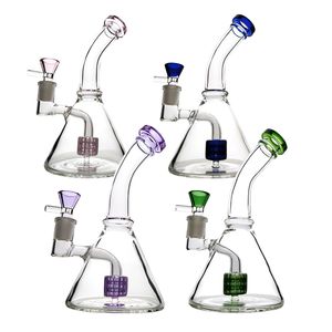 Mini Glass Bong Bent Neck Hookahs 14mm Female Joint Water Pipe Stereo Matrix Percolators Oil Dab Rigs Break Bongs Showerhead Perc With Bow