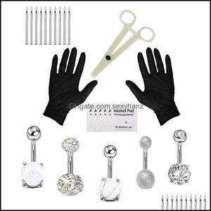 Other Body Jewelry 24Pcs Set Piercing Jewellery Kits Sets Tongue Ring Nose Eyebrow Lips Septum Forceps Needles Drop Delivery 2021 Ijn