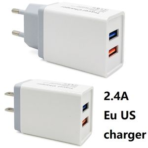 2.4a EU US AC Hem Travel Wall Charger Adapter Double USB för iPhone 7 8 x 11 Samsung HTC Fabrikspris
