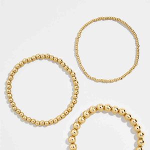 Braccialetti impilabili con perline riempite in oro 18 carati Bracciale a catena con graffetta Bracciale elasticizzato con perline