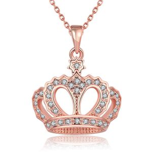 Tiara-Halsketten großhandel-Prinzessin Crown Charm Halskette für Frauen Mädchen Kristall Königin Royal Tiara Anhänger Halsketten Modeschmuck