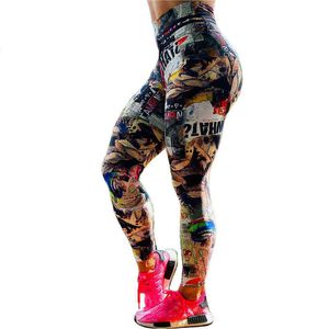 Altas cinturas cinturas esportes impressos leggings push up running treinar calças de yoga plus tamanho aptidão roupa feminina roupas de ginástica H1221