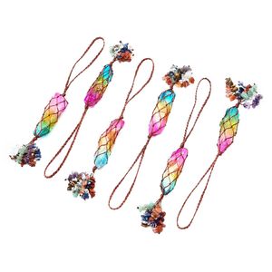 Cor Cristal 7 Chakras Reiki Cura Pingente Net Bolso Bolso Twining Pedro Hangings Saco de Carro Keyring Moda Charme Acessórios Ornamento Handmade DIY Jóias